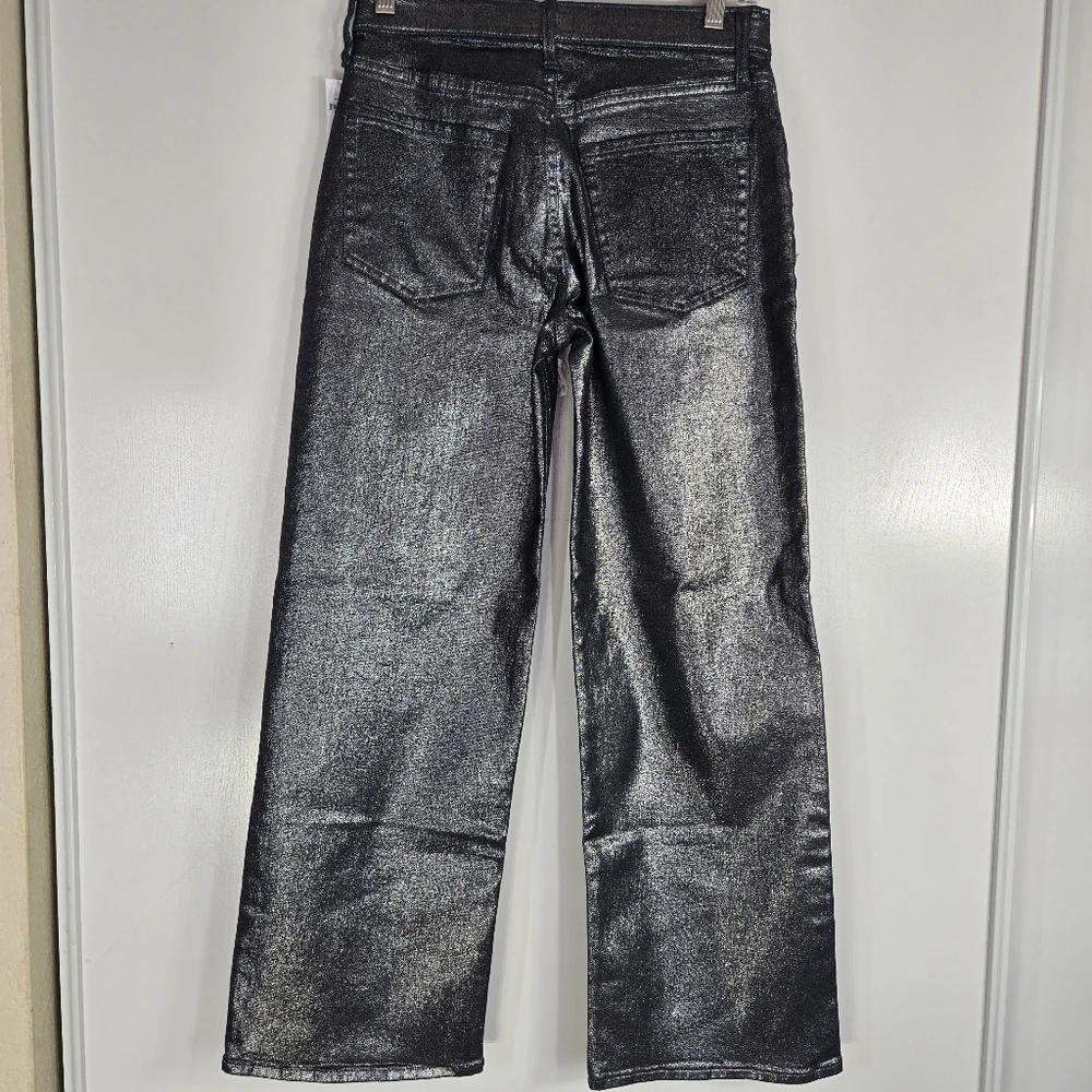 Gap Kids Low Stride Metallic Wide Leg Girls Size 16 Denim Jeans Adjustable Waist